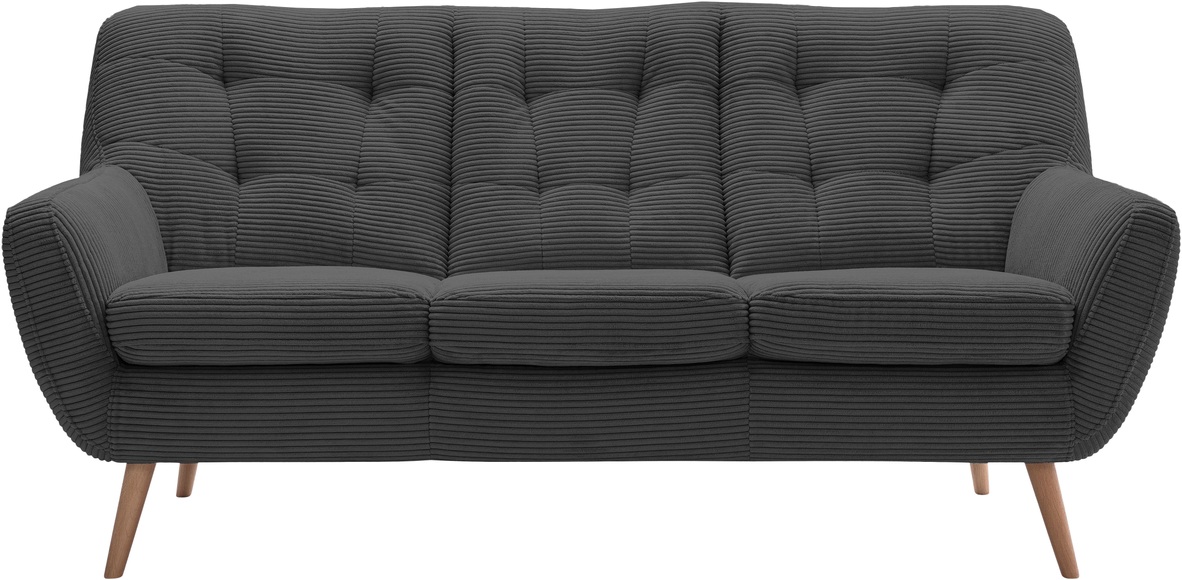exxpo - sofa fashion 3-Sitzer »Scandi, bequem, aufwendige Rückenpolsterung für mehr Sitzkomfort«, aktuelle Farben in hochwertigen Bezugsqualitäten, Holzfuss