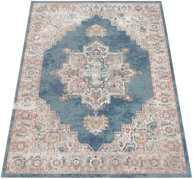 Paco Home Teppich »Torres 275«, rechteckig, 4 mm Höhe, Kurzflor, Orient-Optik, Vintage Design, In- und Outdoor geeignet, Wohnzimmer