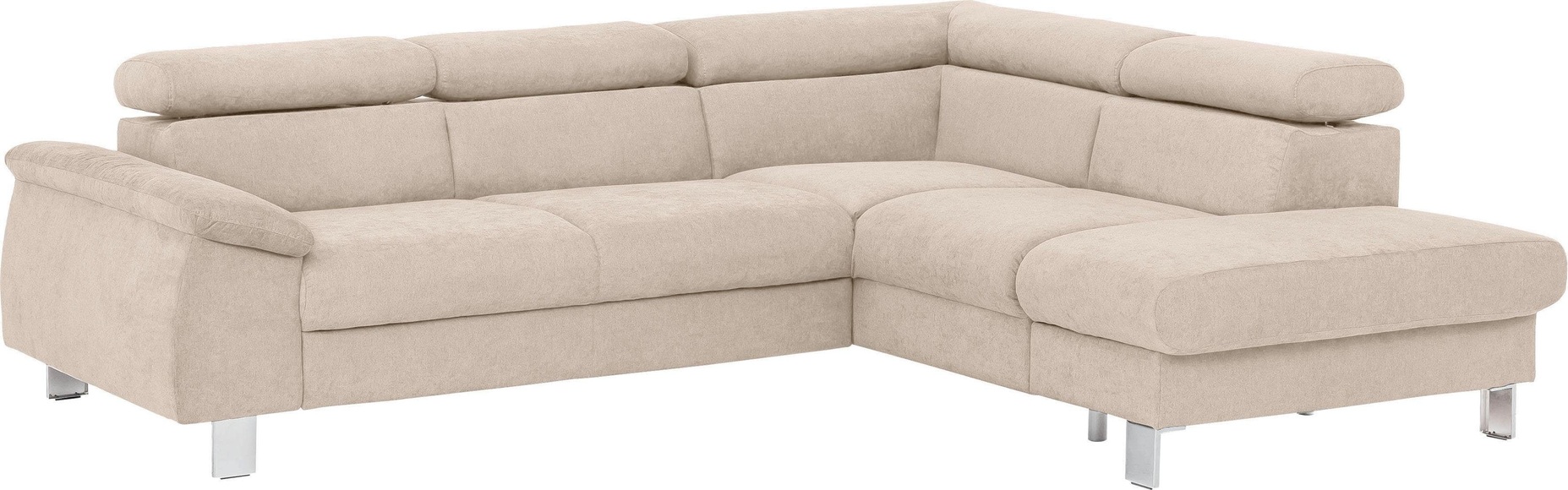 COTTA Ecksofa »Komaris«, inklusive Kopf- bzw. Rückenverstellung, wahlweise Bettfunktion, Bettkasten und RGB-LED-Beleuchtung