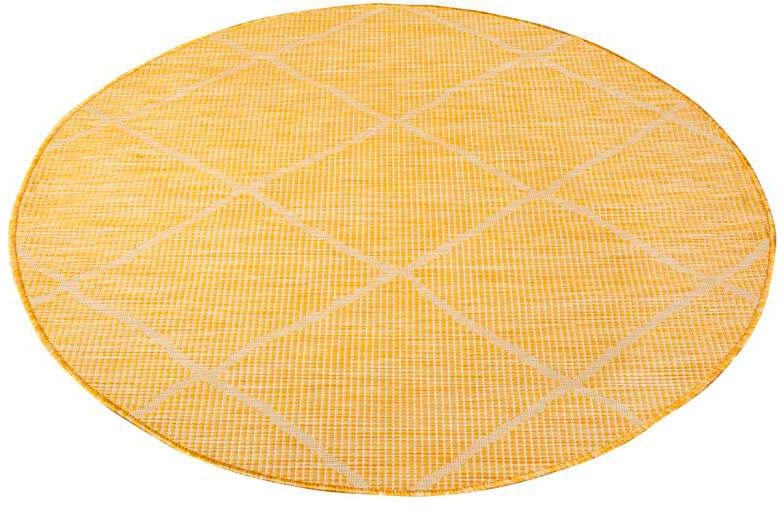Carpet City Teppich »Palm«, rund, 5 mm Höhe, Wetterfest & UV-beständig, für Balkon, Terrasse, Flur, Küche, flach gewebt