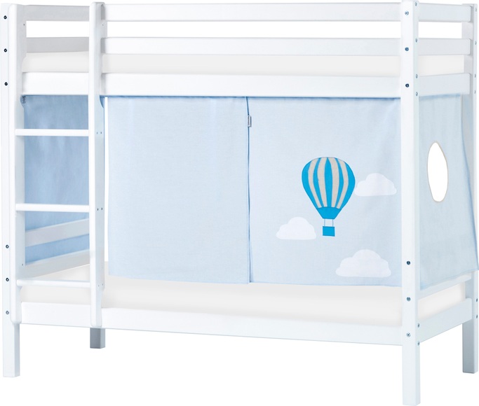 Hoppekids Etagenbett, Liegefläche 70x160 cm, Kiefer weiss lackiert,mit Textilset und wahlweise mit Matratze