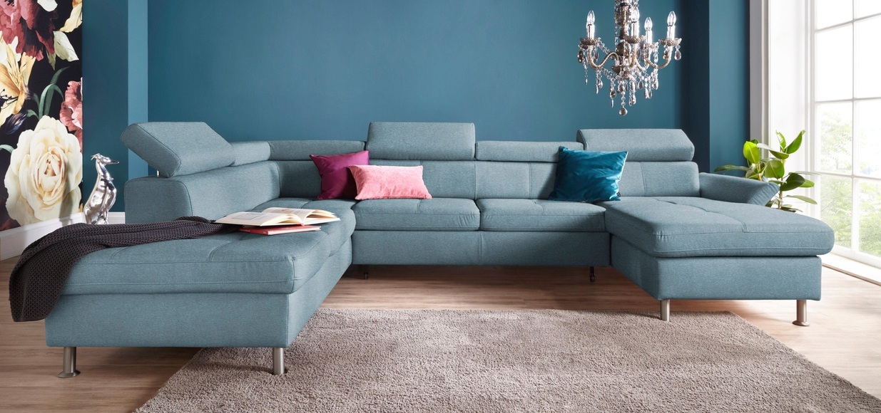 exxpo - sofa fashion Wohnlandschaft, inkl. Kopf- bzw. Rückenverstellungwahlweise mit Bettfunktion und Bettkasten