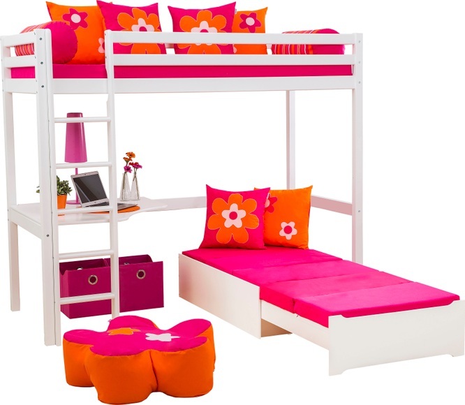 Hoppekids Hochbett, inkl. Tischplatte und Ausziehbett