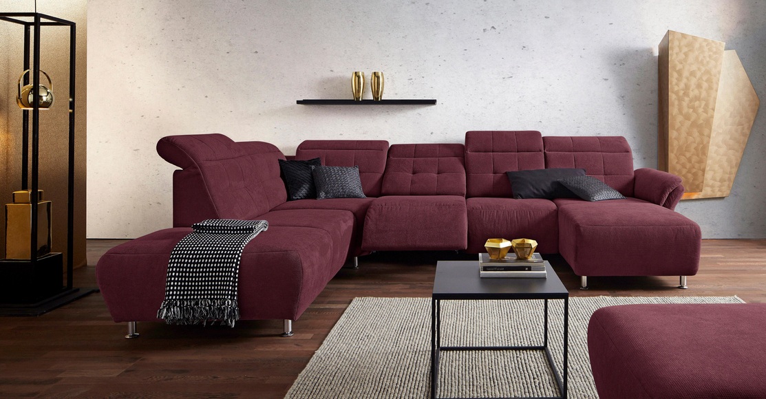 Places of Style Wohnlandschaft »Manhattan«, 2 Sitze mit elektrischer Relaxfunktion, verstellbare Armlehnen