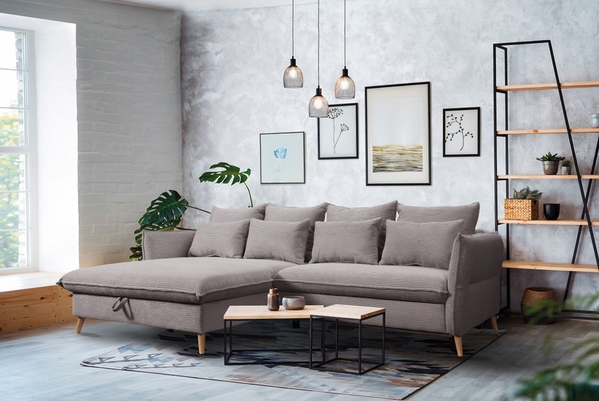 exxpo - sofa fashion Ecksofa »WALPY«, L-Form, wahlweise mit Bettfunktion und Bettkasten, in Cord