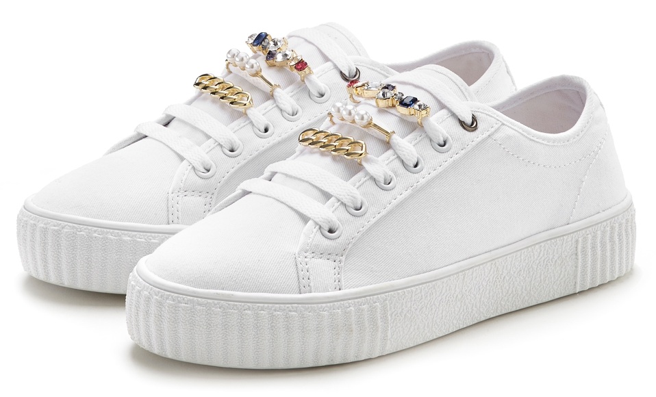 LASCANA Sneaker, mit Perlen und Steinchen VEGAN