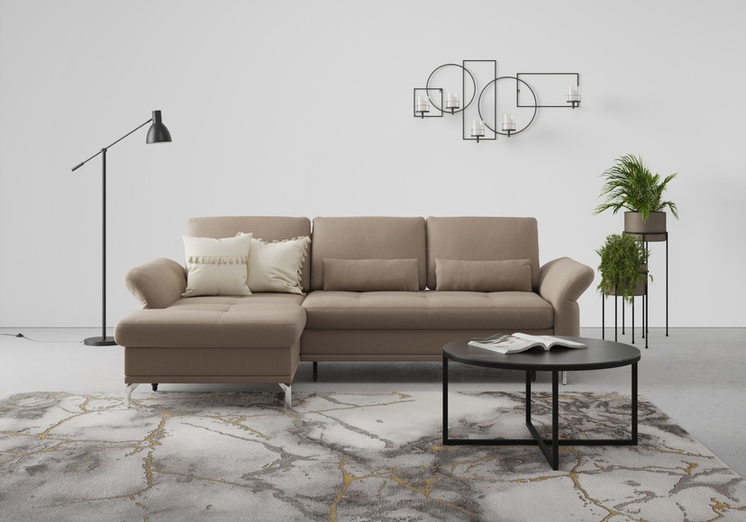 INOSIGN Ecksofa »Palm Beach«, Federkern, mit Sitztiefenverstellung, wahlweise mit Bettfunktion, Bettkasten und Armteilverstellung