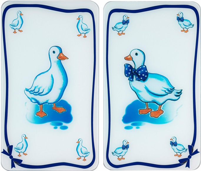 WENKO Herd-Abdeckplatte ´´Gänse´´, Glas, (Set, 2-tlg.)