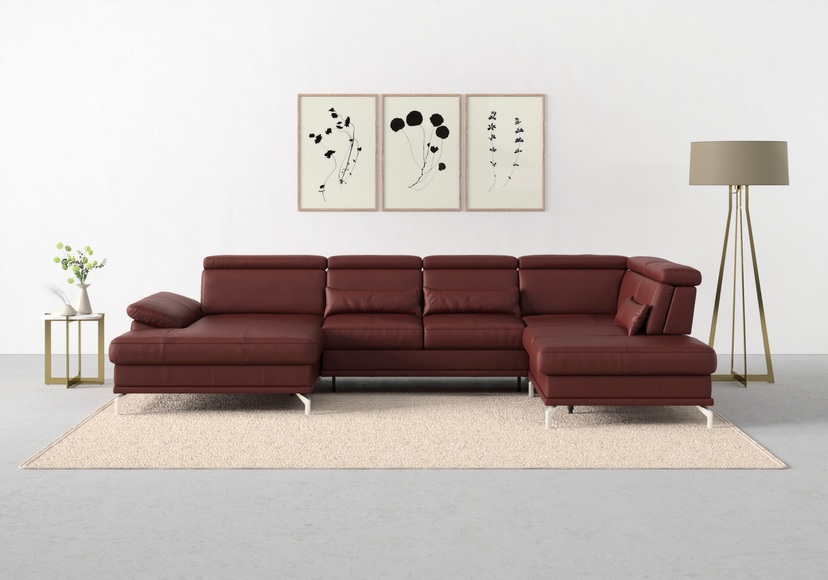 sit&more Wohnlandschaft »Cabrio«, Sitztiefenverstellung und Federkern, jeweils inklusive 3 Nierenkissen
