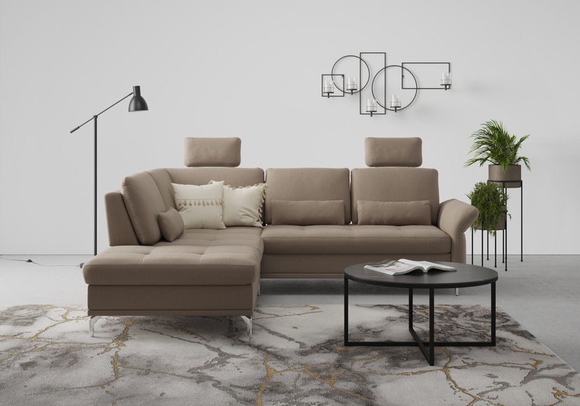 INOSIGN Ecksofa »Palm Beach«, Federkern, mit Sitztiefenverstellung, wahlweise mit Bettfunktion, Bettkasten und Armteilverstellung