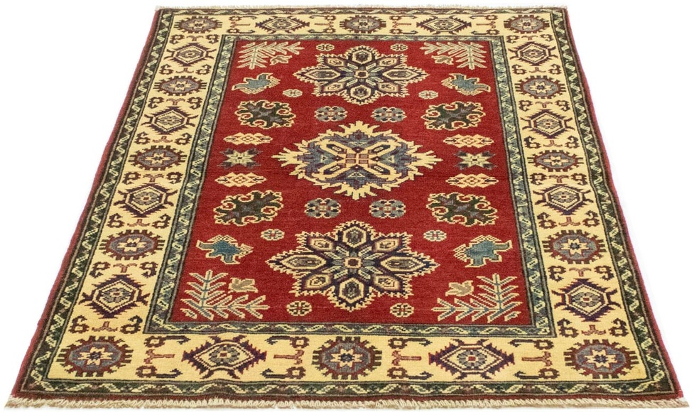morgenland Wollteppich »Kazak Teppich handgeknüpft rot«, rechteckig, 7 mm Höhe