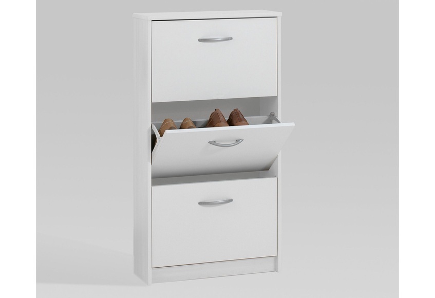 FMD Schuhschrank mit 3 Kippfächern Weiß