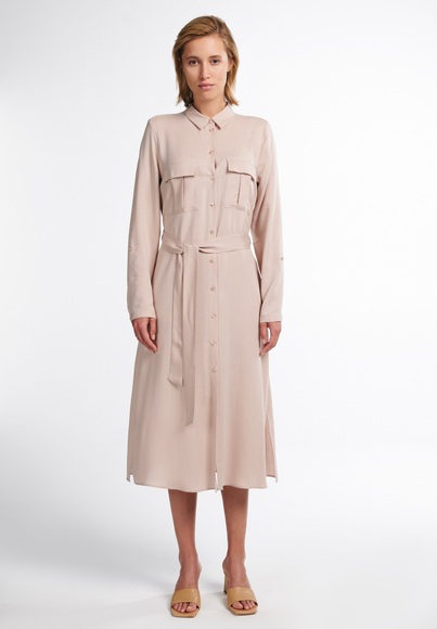 ETERNA LANGARM BLUSENKLEID MODERN CLASSIC TENCEL TAUPE UNIFARBEN