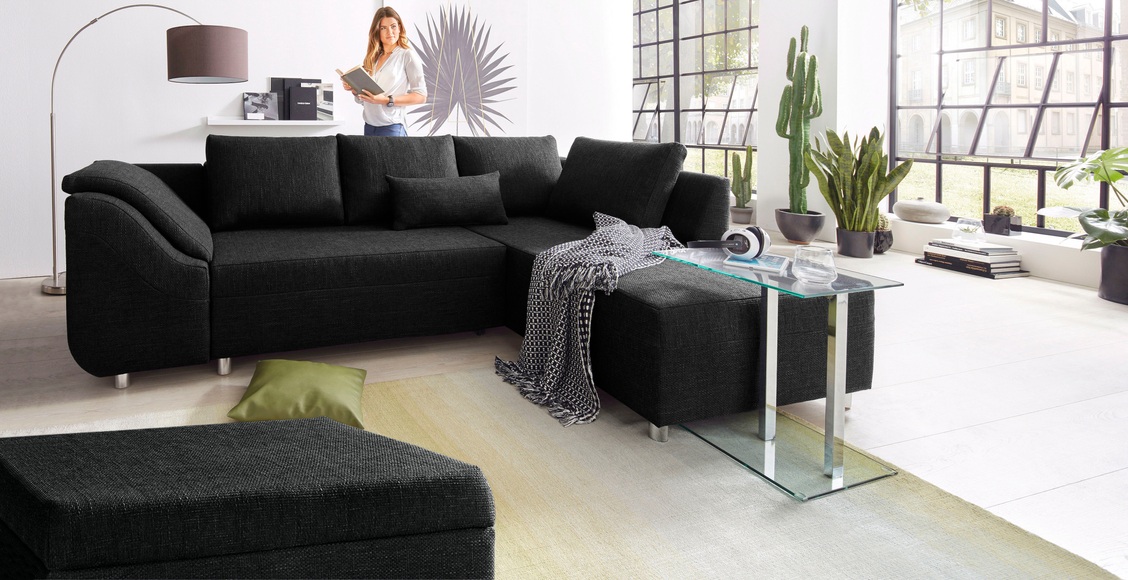 COLLECTION AB Ecksofa, mit und ohne Bettfunktion, inklusive loser Rücken- und Zierkissen