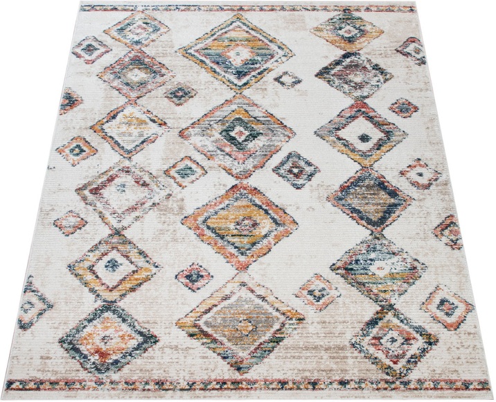 Paco Home Teppich »Kayacik 573«, rechteckig, 8 mm Höhe, Kurzflor, Rauten Muster, ideal im Wohnzimmer & Schlafzimmer