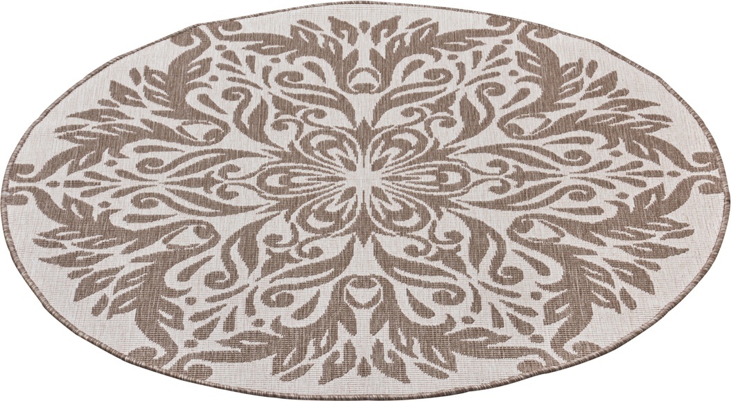 NORTHRUGS Teppich »Madrid«, rund, 5 mm Höhe, In-und Outdoor geeignet, Wohnzimmer, Balkon, Terrasse, Garten, Robust, Pflegeleicht, Flachgewebe, Wendbar