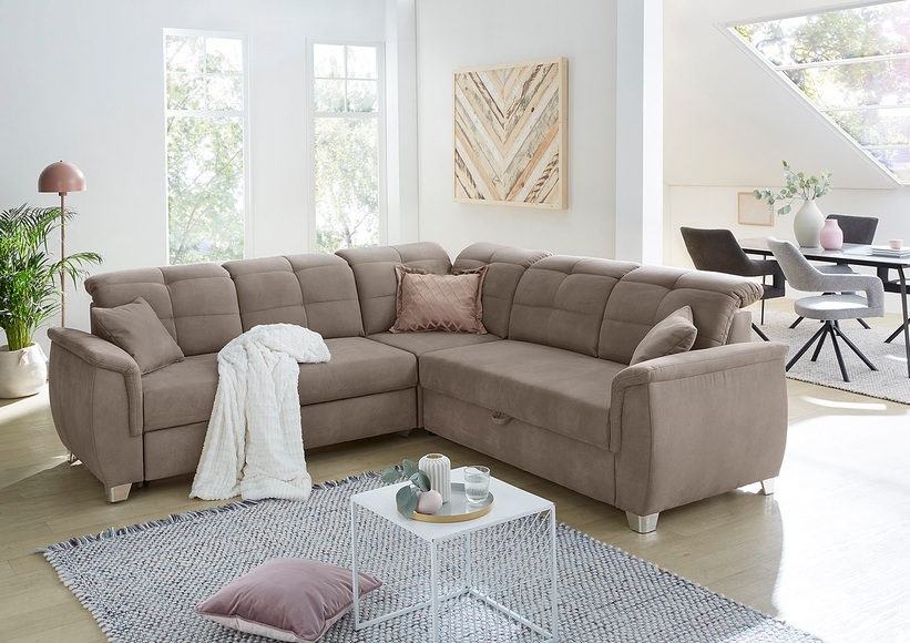 Jockenhöfer Gruppe Ecksofa, mit 6 individuell, verstellbaren Kopfteilen, Gästebett- und Relaxfunktion, Nosagfederung