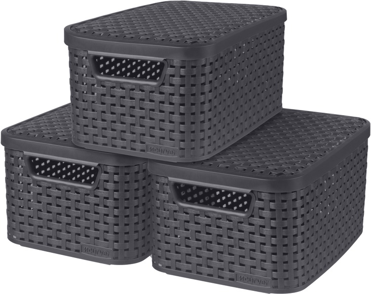 Curver Aufbewahrungsboxen mit Deckel 3 Stk. Style S 6L Anthrazit