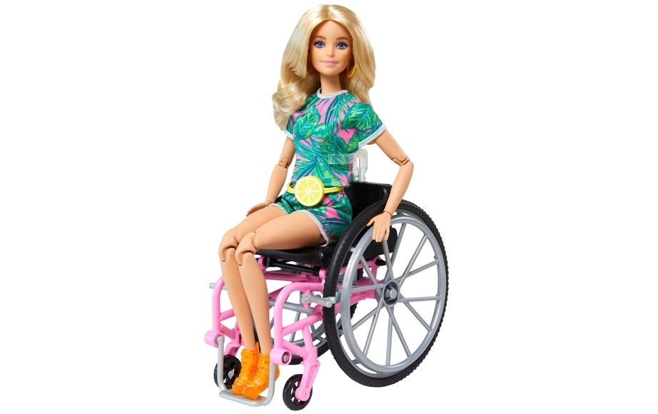 Mattel GRB93 Barbie Fashionistas Barbie Puppe (blond) mit Rollstuhl