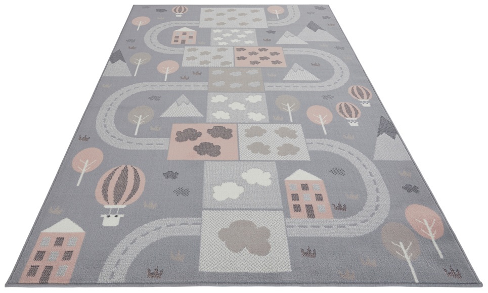 HANSE Home Teppich »Mountaintrack«, rechteckig, 0,9 mm Höhe, Weicher Flor, Schaldämmende Spielunterlage, Kinderzimmer, Strassen Design, Kurzflor, Robust, pflegeleicht