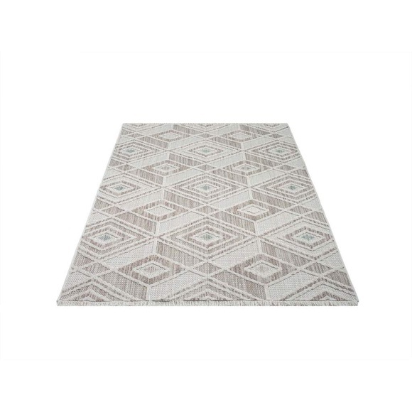 Carpet City Teppich »LINDO 8875«, rechteckig, Kurzflor, Hochtief-Muster/ 3D-Effekt, Fransen, Boho-Stil, Wohnzimmer