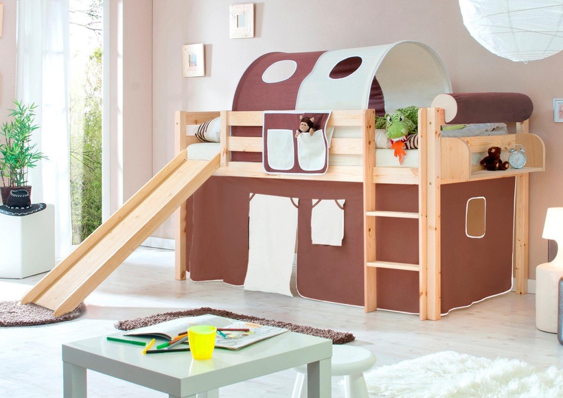 Ticaa Hochbett »Manuel« mit Rolllattenrost und Textil-Set