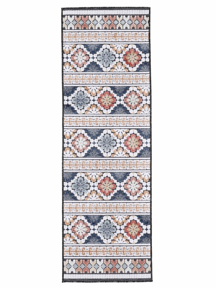 carpetfine Läufer »Deja 103«, rechteckig, 4 mm Höhe, robustes Flachgewebe, Motiv- Floral Palmenblätter, Hoch-Tief Effekt, In- und Outdoor geeignet, Wetterfest und UV-beständig für Balkon, Terrasse, Garten, Aussenbereich,Wohnzimmer, Schlafzimme