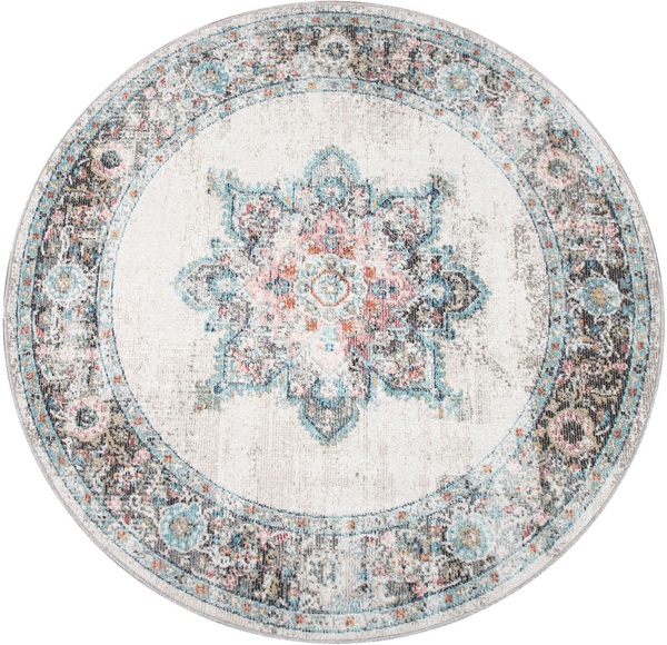 Paco Home Teppich »Torres 275«, rund, 4 mm Höhe, Kurzflor, Orientalisches Vintage Design, In- und Outdoor geeignet, Wohnzimmer
