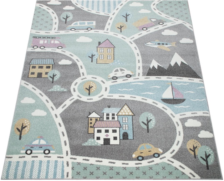 Paco Home Kinderteppich »Capri 318«, rund, 9 mm Höhe, Strassen-Spiel-Teppich, Kinderzimmer