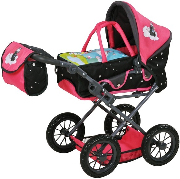 Knorrtoys® Puppenwagen »Nici, Theodor Carbon mit Wickeltasche, Ruby«
