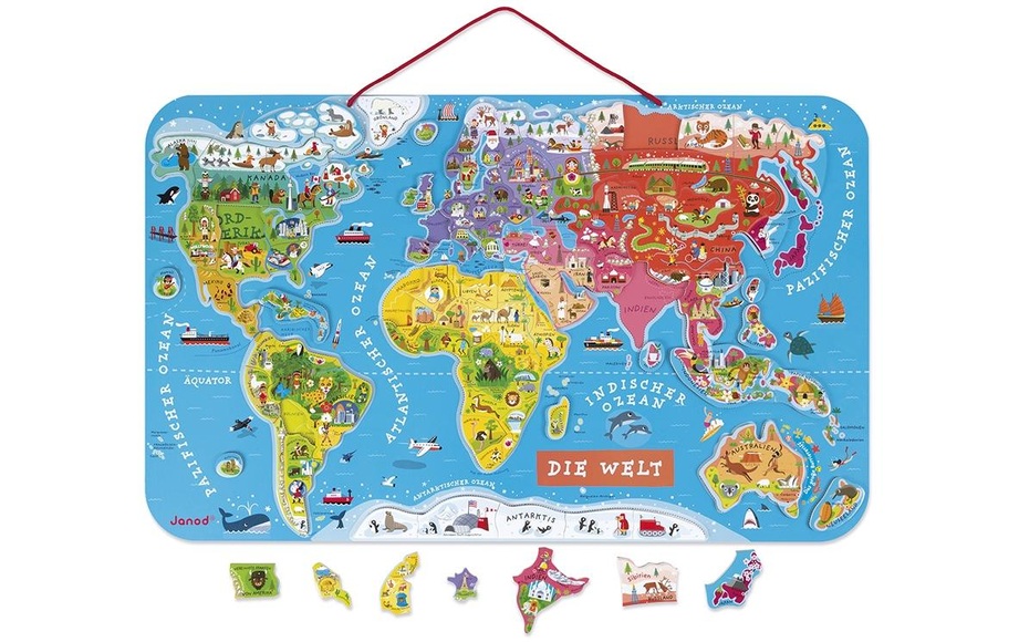 Janod Magnetpuzzle Weltkarte Deutsch 92 Teile