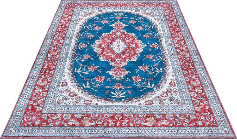 NOURISTAN Designteppich »Tabriz Nila«, rechteckig, 7 mm Höhe, Klassischer Teppich, Orient Optik, Vintage Design, Gekettelt, Wohnzimmer, Schlafzimmer, Robust, Pflegeleicht