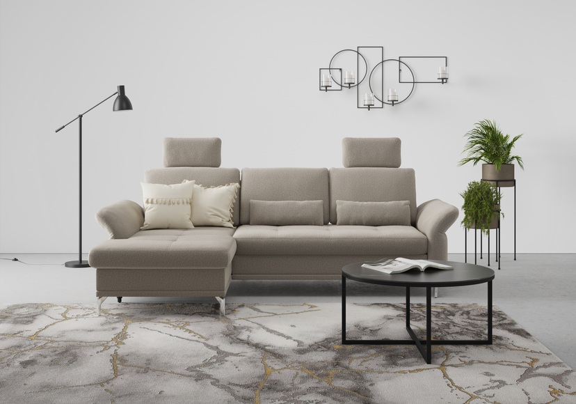 INOSIGN Ecksofa »Palm Beach«, Federkern, mit Sitztiefenverstellung, wahlweise mit Bettfunktion, Bettkasten und Armteilverstellung