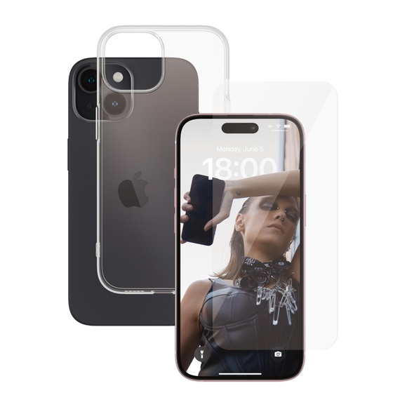 SAFE by PanzerGlass Displayschutzglas »2-in-1-Pack Screen Protector und Cover«, für iPhone 15