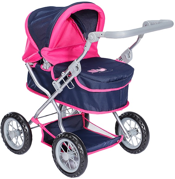 knorr® toys Puppenwagen First flying hearts navy/pink