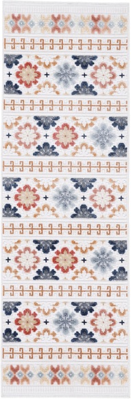 carpetfine Läufer »Deja 103«, rechteckig, 4 mm Höhe, robustes Flachgewebe, Motiv- Floral Palmenblätter, Hoch-Tief Effekt, In- und Outdoor geeignet, Wetterfest und UV-beständig für Balkon, Terrasse, Garten, Aussenbereich,Wohnzimmer, Schlafzimme