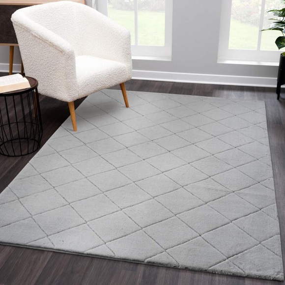 Carpet City Hochflor-Teppich »Moment«, rechteckig, 31 mm Höhe, Modern Einfarbig, 3D-Raute-Optik, Wohnzimmer