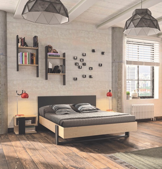Bett DUPLEX Kastanie, Schwarz 140x200 cm