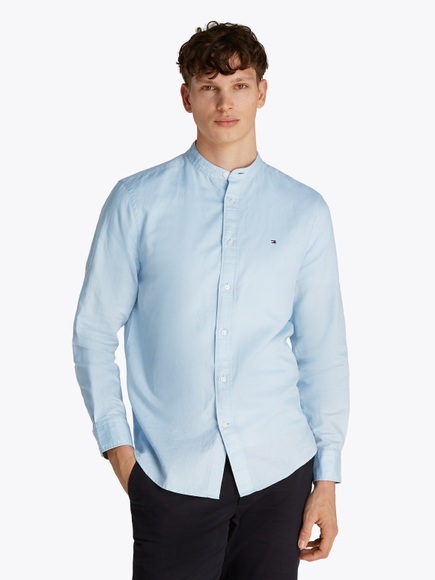 Tommy Hilfiger Langarmhemd »LINEN BLEND MAO COLLAR SHIRT«