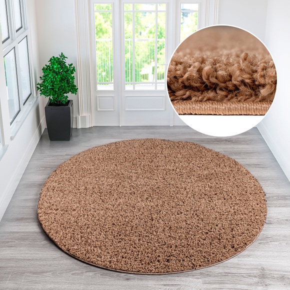 Home affaire Hochflor-Teppich »Viva Teppich rund«, rund, 45 mm Höhe, Uni Farben, einfarbig, rund, besonders weich und kuschelig, idealer Teppich für Wohnzimmer & Schlafzimmer
