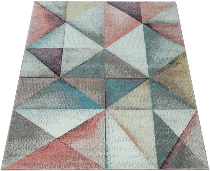 Paco Home Teppich »Kosy 513«, rechteckig, 14 mm Höhe, Kurzflor, buntes geometrisches Design, Pastell-Farben, ideal im Wohnzimmer & Schlafzimmer