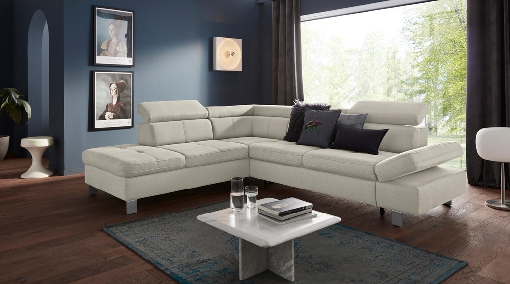 exxpo - sofa fashion Ecksofa, mit Kopf- bzw. Rückenverstellung, wahlweise mit Bettfunktion und Bettkasten