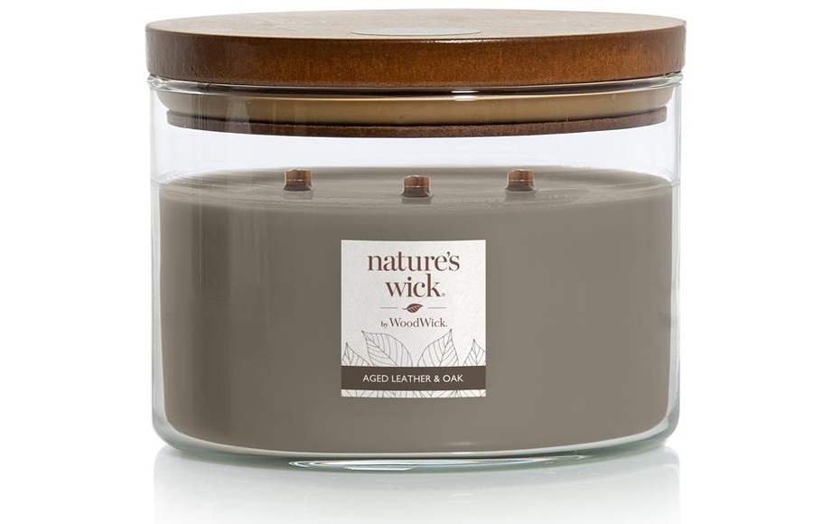 Woodwick Duftkerze »Natures Wick Aged Leather & Oak«