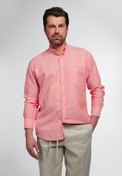 ETERNA LANGARM HEMD REGULAR FIT UPCYCLING SHIRT LEINEN PFIRSICH