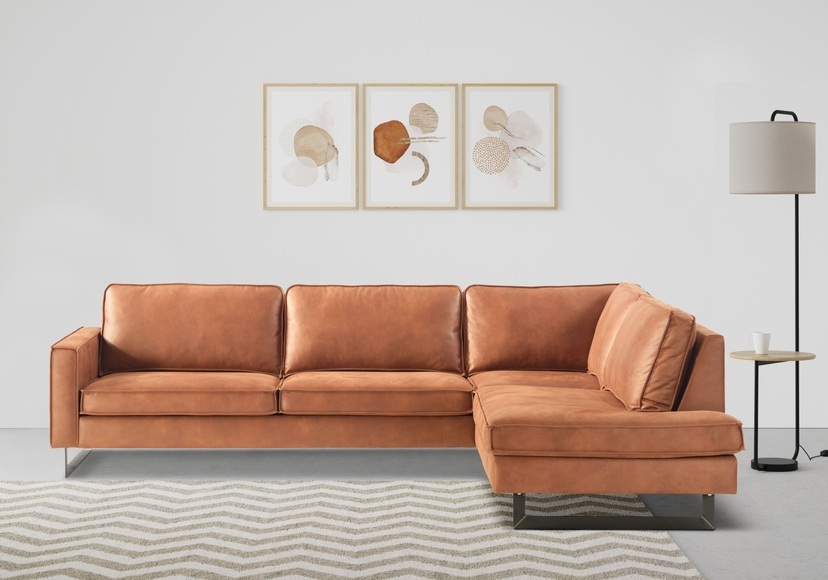 Places of Style Ecksofa »Pinto«, mit Keder und Metallfüssen
