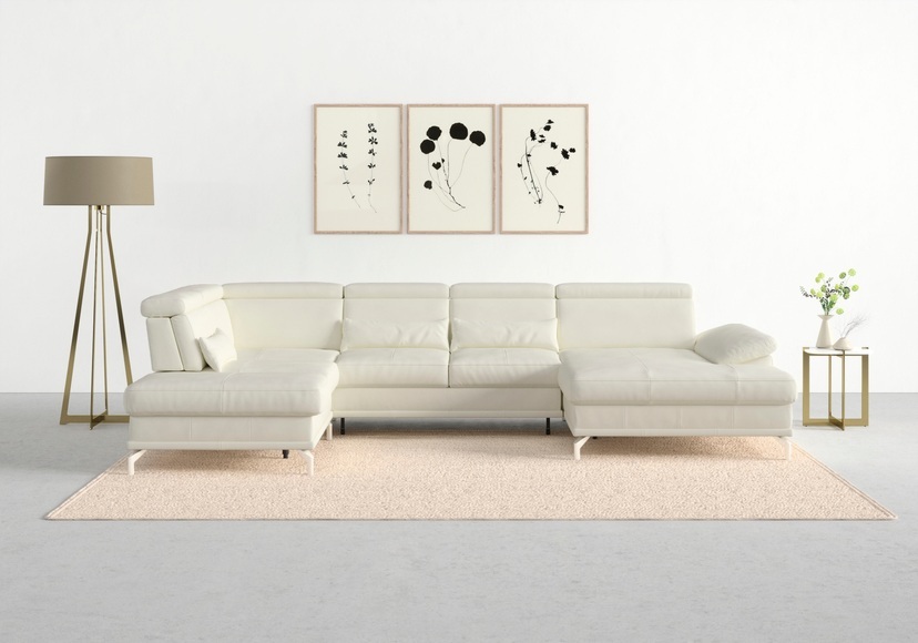 sit&more Wohnlandschaft »Cabrio«, Sitztiefenverstellung und Federkern, jeweils inklusive 3 Nierenkissen