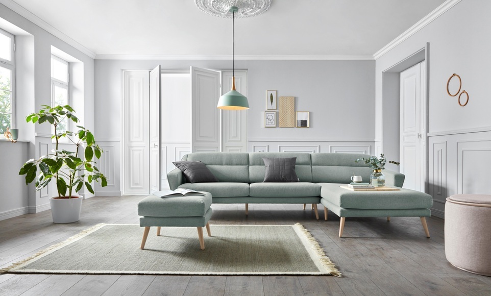 andas Ecksofa »Bille«, mit Naht im Rückenkissen und Beinen aus Eichenholz, Design by Morten Georgsen