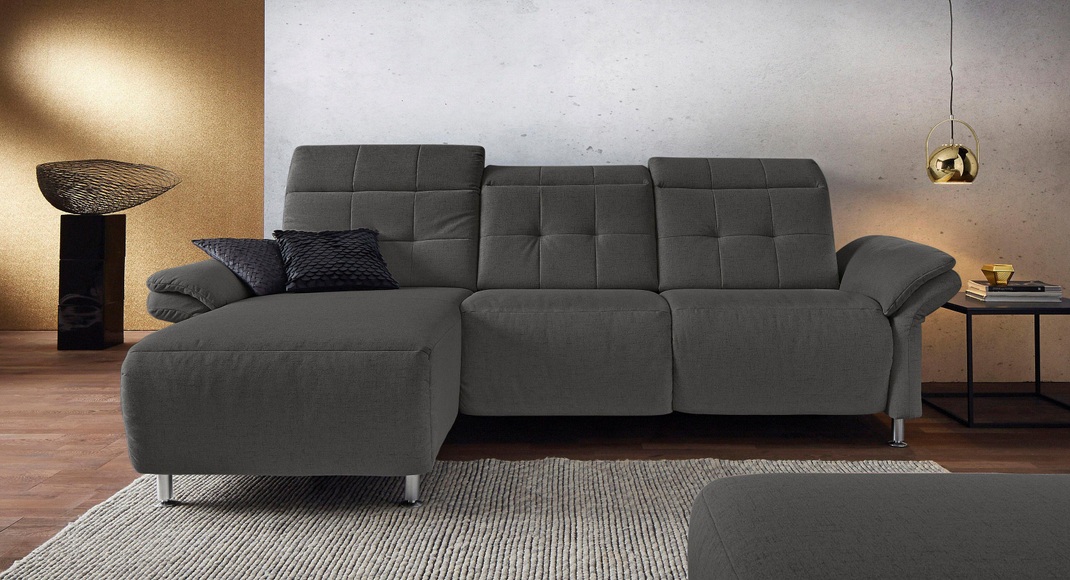 Places of Style Ecksofa »Manhattan«, 2 Sitze mit elektrischer Relaxfunktion, verstellbare Armlehnen