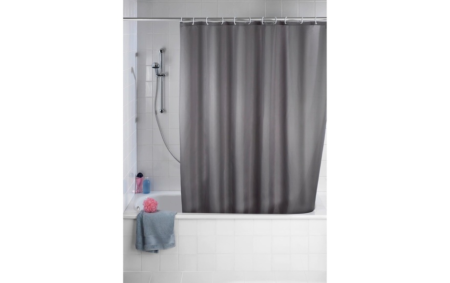 Wenko - Anti-Schimmel Duschvorhang Uni Grey 180 x 200 cm waschbar - Grau