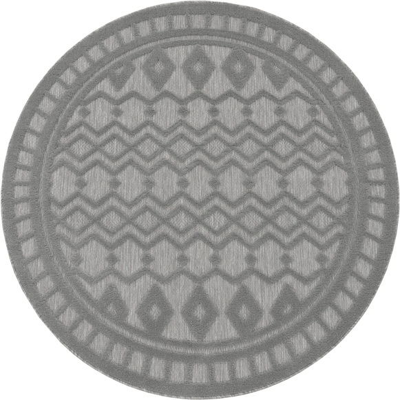 Paco Home Teppich »Livorno 671«, rund, Uni-Farben, Scandi, Rauten Muster, Hoch-Tief Effekt, Outdoor geeignet